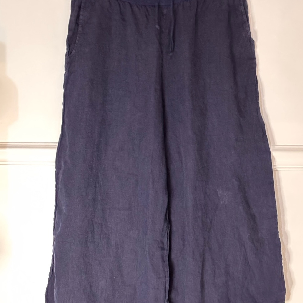 Flax Women's Wide Leg Pants in Deep Blue